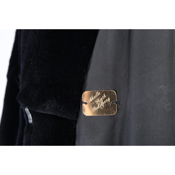 Bob Mackie Sheared Mink Fur Long Hooded Coat Vintage Midnight Blue Luxury Size L - Picture 14 of 16